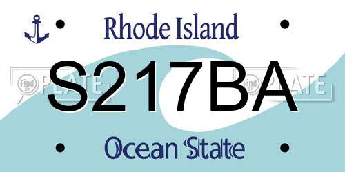 S217BA Rhode Island License Plate
