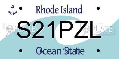 S21PZL Rhode Island License Plate