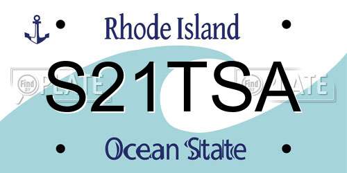 S21TSA Rhode Island License Plate