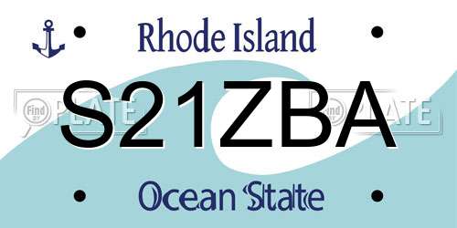 S21ZBA Rhode Island License Plate