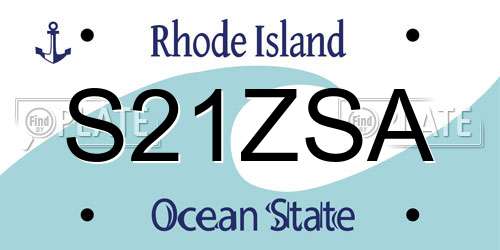 S21ZSA Rhode Island License Plate