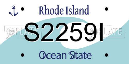 S2259I Rhode Island License Plate