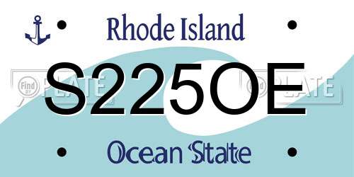 S225OE Rhode Island License Plate