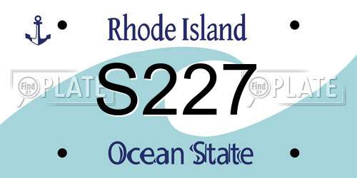S227 Rhode Island License Plate