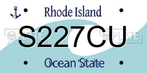 S227CU Rhode Island License Plate