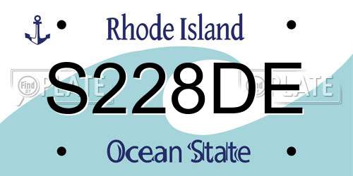 S228DE Rhode Island License Plate