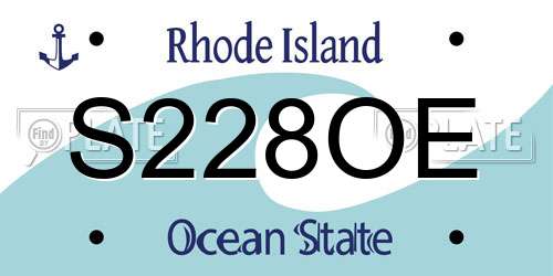 S228OE Rhode Island License Plate