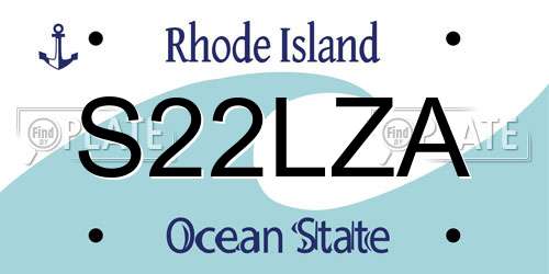 S22LZA Rhode Island License Plate