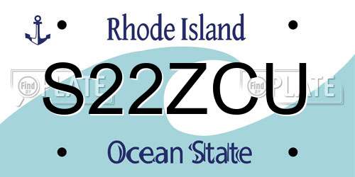 S22ZCU Rhode Island License Plate