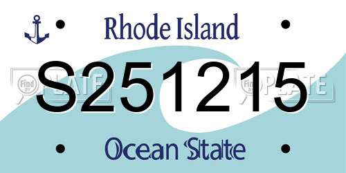 S251215 Rhode Island License Plate