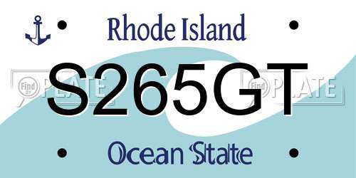 S265GT Rhode Island License Plate