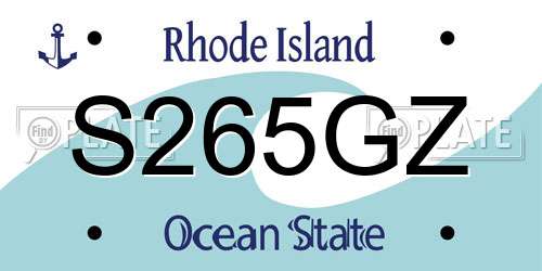 S265GZ Rhode Island License Plate