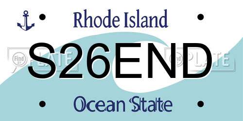 S26END Rhode Island License Plate