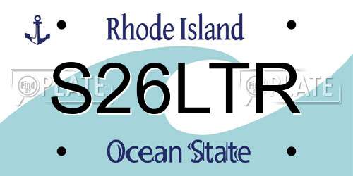 S26LTR Rhode Island License Plate