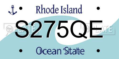 S275QE Rhode Island License Plate