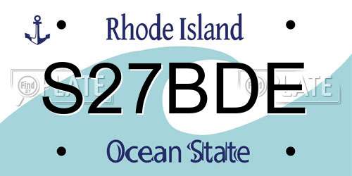 S27BDE Rhode Island License Plate