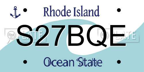 S27BQE Rhode Island License Plate