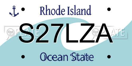 S27LZA Rhode Island License Plate