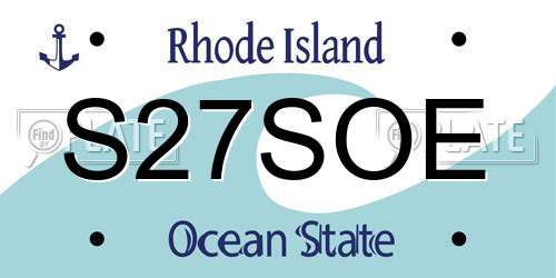 S27SOE Rhode Island License Plate