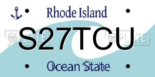 S27TCU Rhode Island License Plate