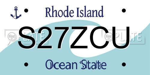 S27ZCU Rhode Island License Plate