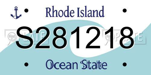 S281218 Rhode Island License Plate