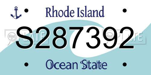 S287392 Rhode Island License Plate