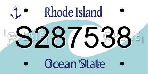 S287538 Rhode Island License Plate