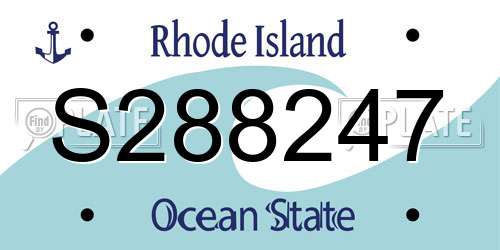 S288247 Rhode Island License Plate