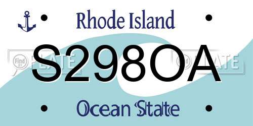 S298OA Rhode Island License Plate