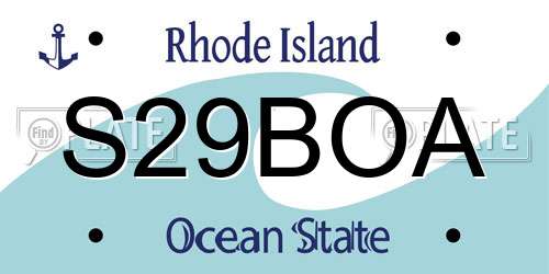 S29BOA Rhode Island License Plate