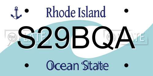S29BQA Rhode Island License Plate