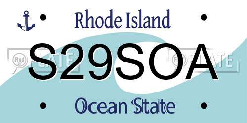 S29SOA Rhode Island License Plate