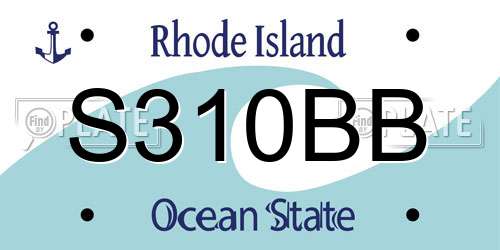 S310BB Rhode Island License Plate