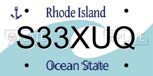 S33XUQ Rhode Island License Plate