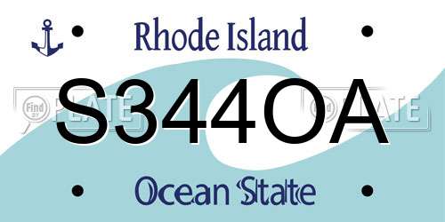 S344OA Rhode Island License Plate