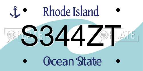 S344ZT Rhode Island License Plate