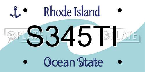 S345TI Rhode Island License Plate
