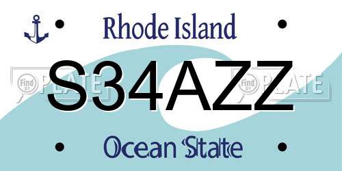 S34AZZ Rhode Island License Plate