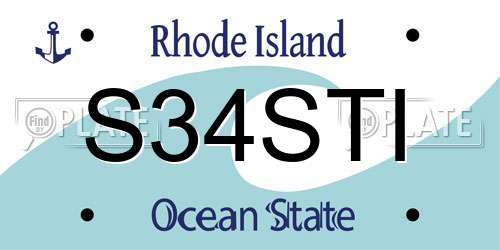 S34STI Rhode Island License Plate