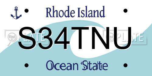 S34TNU Rhode Island License Plate