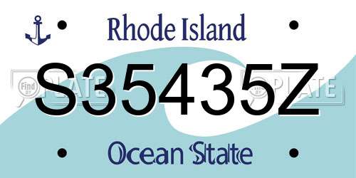 S35435Z Rhode Island License Plate