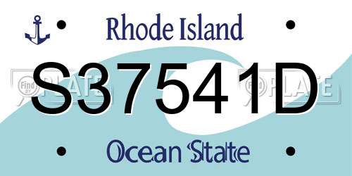 S37541D Rhode Island License Plate