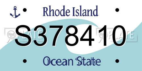 S378410 Rhode Island License Plate
