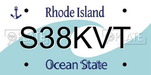S38KVT Rhode Island License Plate