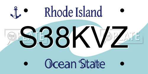S38KVZ Rhode Island License Plate
