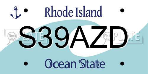 S39AZD Rhode Island License Plate