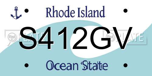S412GV Rhode Island License Plate