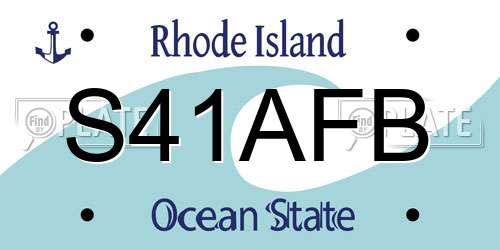 S41AFB Rhode Island License Plate