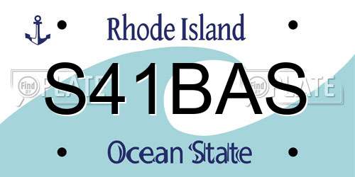 S41BAS Rhode Island License Plate